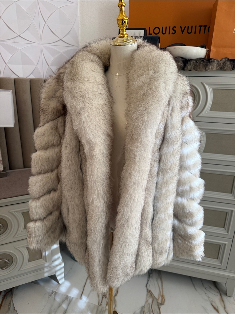 Saga blue fox fur coat thick pelts stunning - medium size